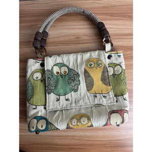 Women's Not Sisters Two Tapestry Owl Print Tote Bag Medium Beige Multi-color